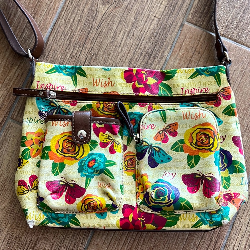 Relic Brand Crossbody with Butterflies and Flowers
